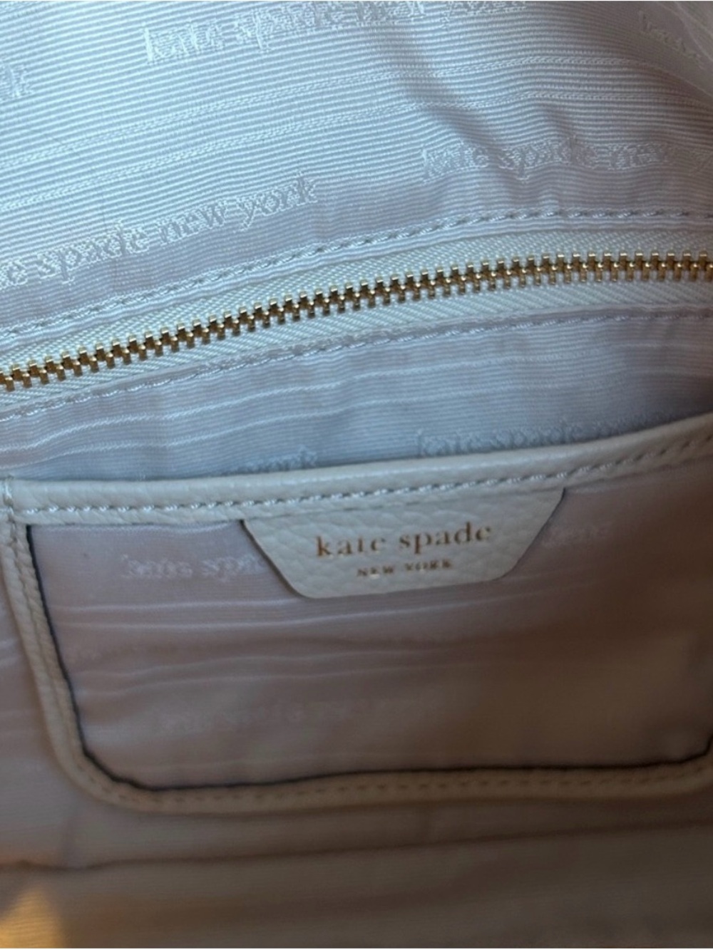 Kate Spade Cream and Tan Crossbody Shoulder Bag with Woven Trim - Picture 7 of 7